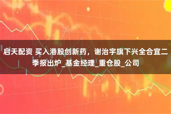 启天配资 买入港股创新药，谢治宇旗下兴全合宜二季报出炉_基金经理_重仓股_公司